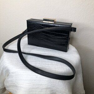LOVELY "Forever 21" Black Faux Leather Purse/ Clutch
